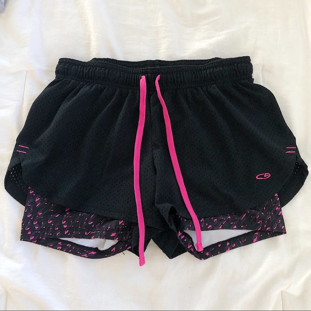 Champion Black and Pink Running Shorts